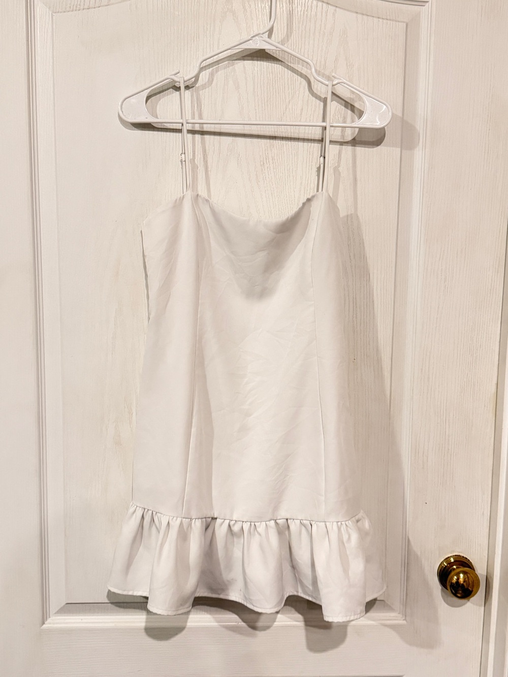 NWOT glam White Ruffle-Hem Slip Dress